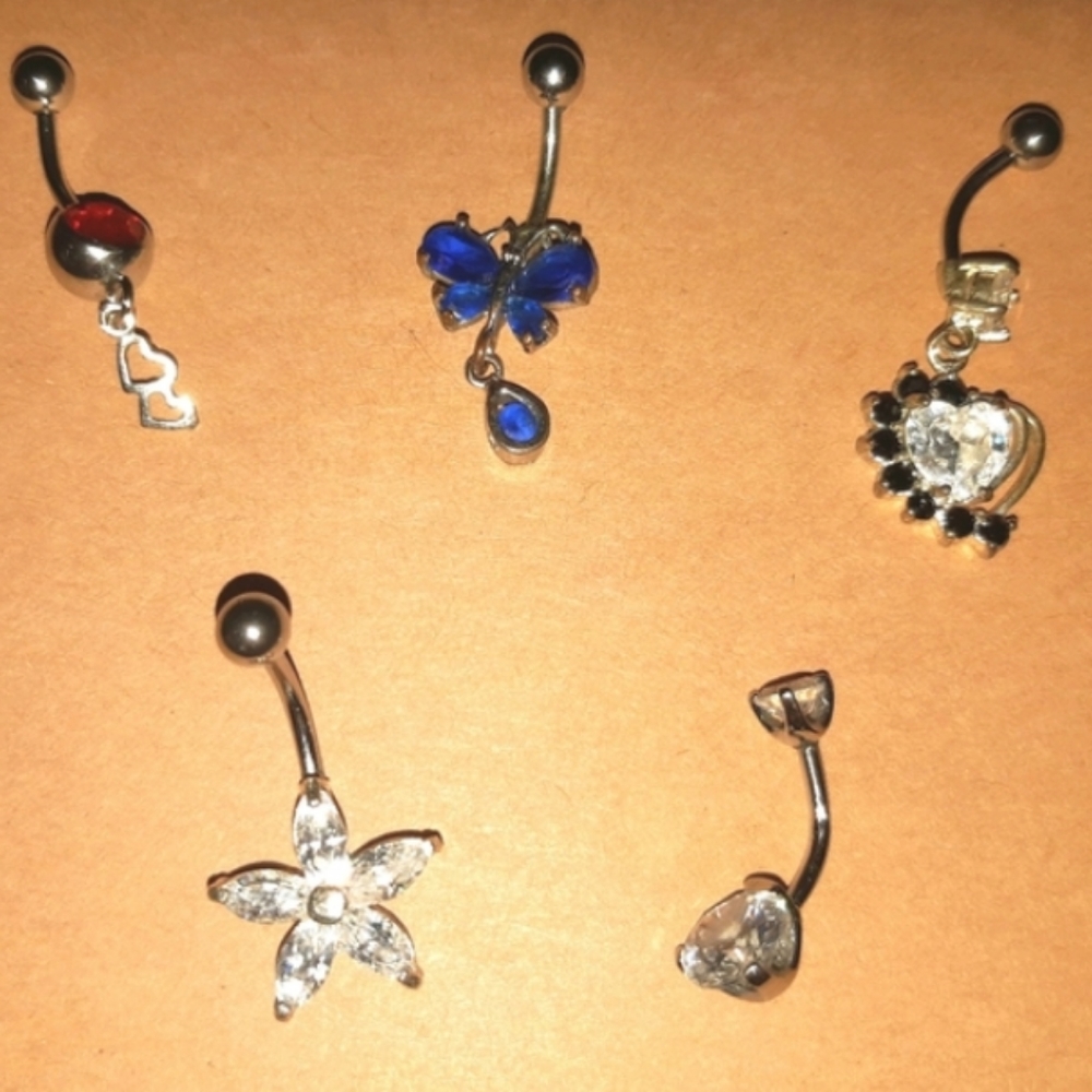 Lot of 5 Belly Button/Navel Rings